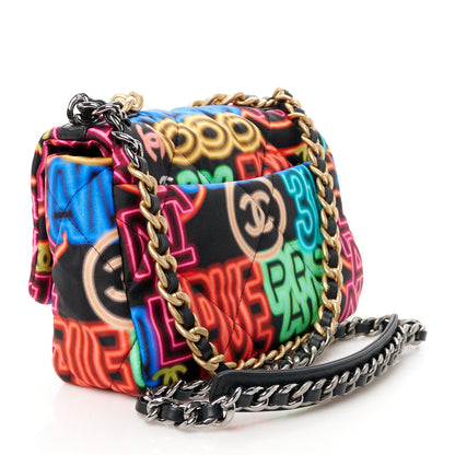 Chanel Fabric Printed Medium Chanel 19 Flap Black Multicolor 3 of 10