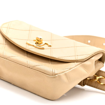 Chanel Lambskin Quilted Flap Waist Belt Bag 65 26 Beige 11 of 11