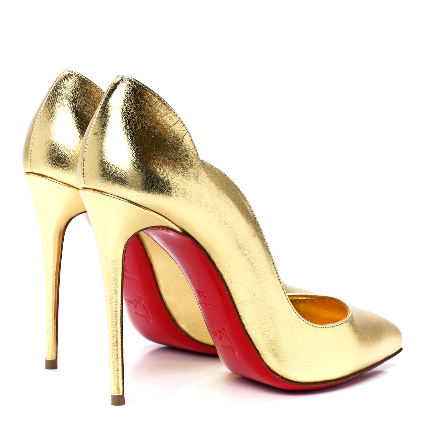 Christian Louboutin Metallic Calfskin Hot Chick 100 Pumps 38 Gold 4 of 8
