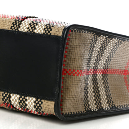 Burberry Calfskin Woven Vintage Check East West Book Tote 9 of 9