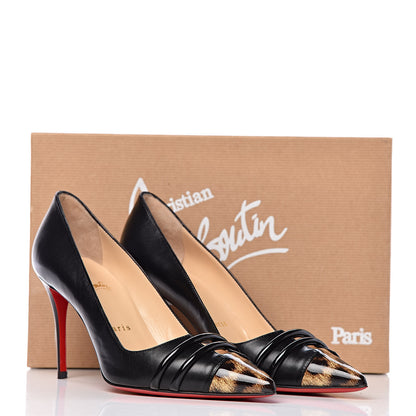 Christian Louboutin Nappa Patent Leopard Print Front Double 85 Pumps 36.5 Black 9 of 9