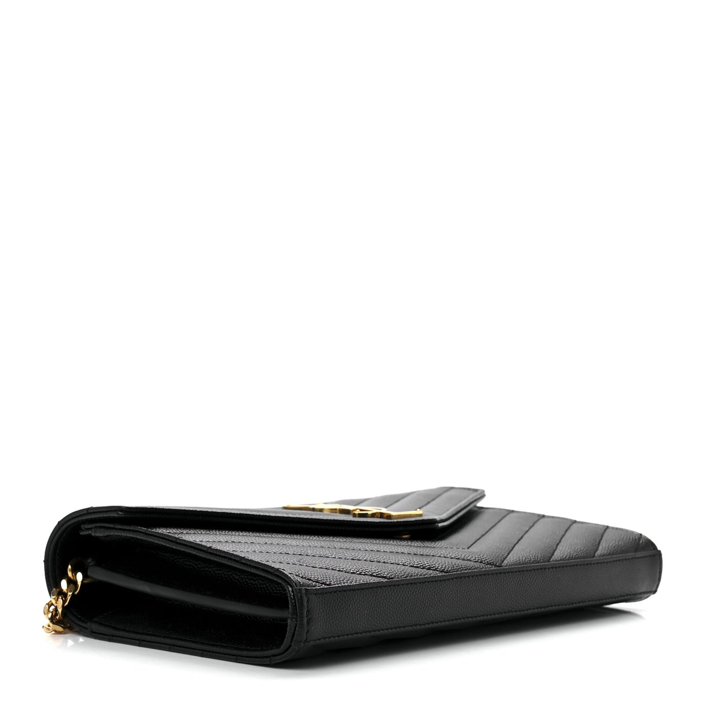 Grain De Poudre Matelasse Chevron Monogram Chain Wallet Black