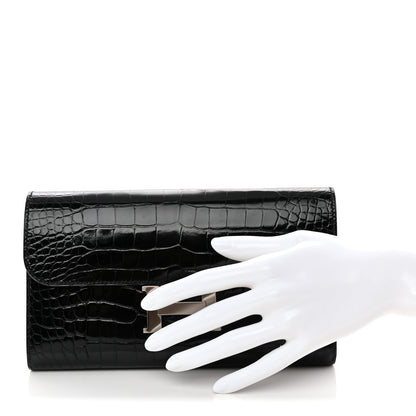 Hermes Shiny Alligator Constance Long Wallet Black 2 of 9