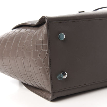 Saint Laurent Calfskin Crocodile Embossed Small Monogram Downtown Cabas Earth 6 of 9