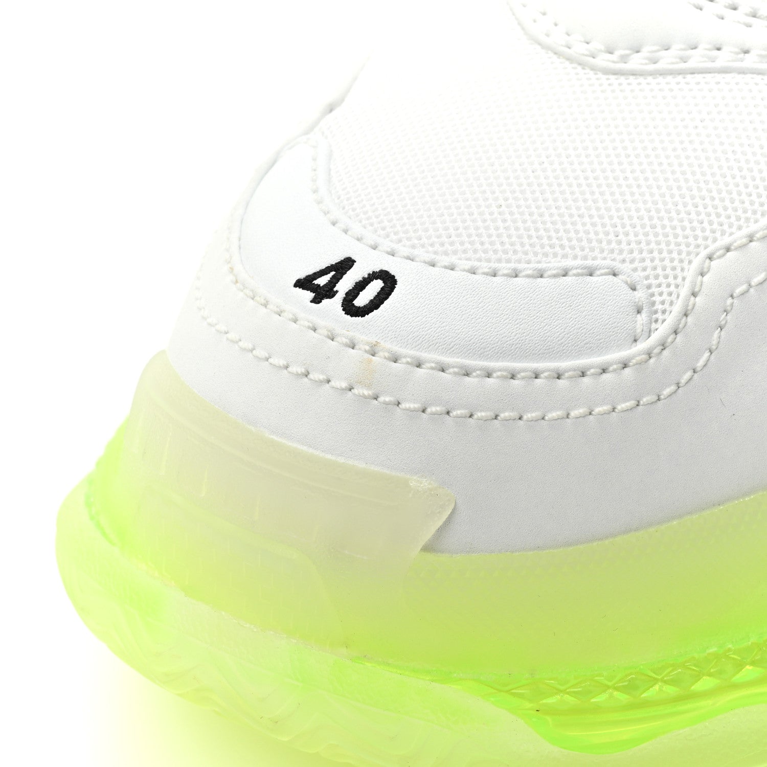 Balenciaga Fabric Mesh Clear Sole Fluo Womens Triple S Sneakers 40 White Fluo Yellow 10 of 11