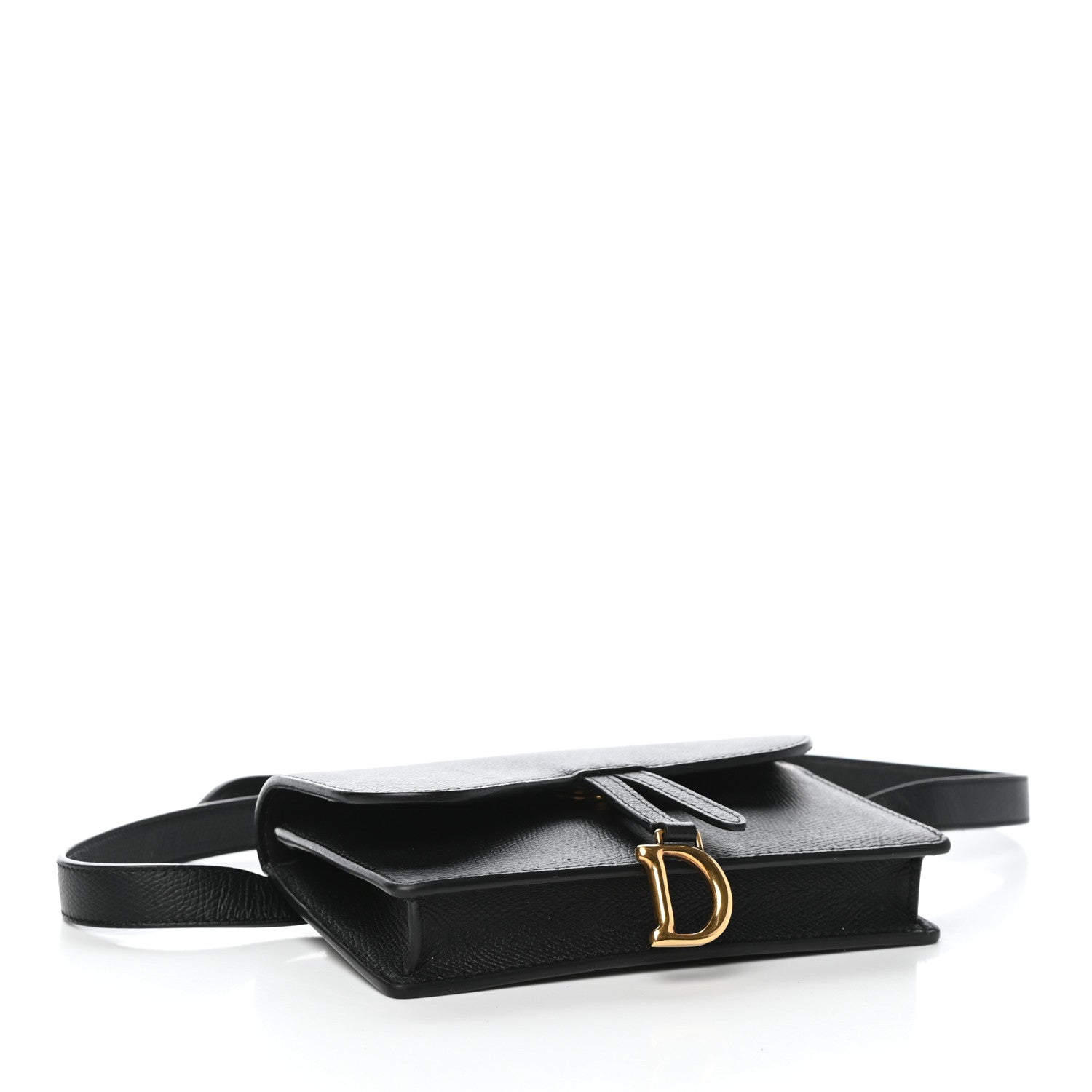 Christian Dior Grained Calfskin Saddle Belt Clutch Black 4 of 12