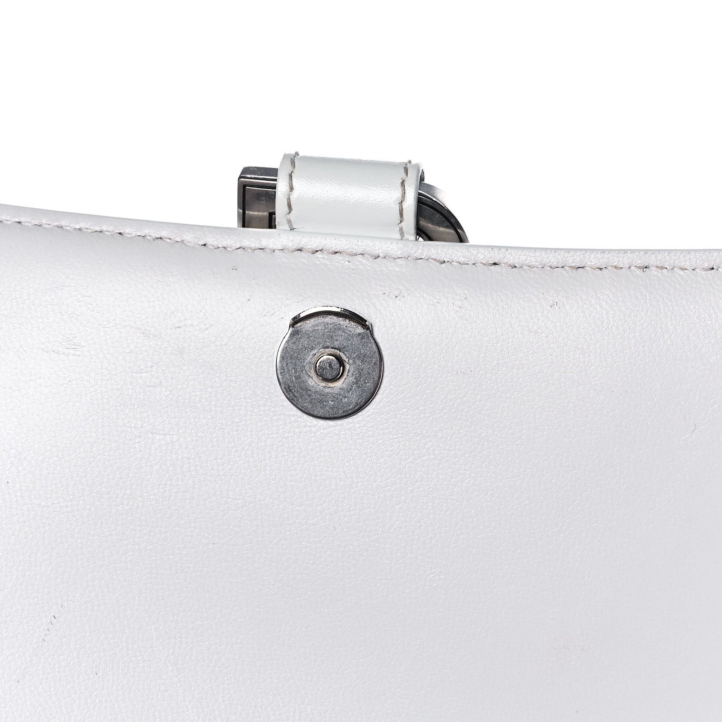 Shiny Box Calfskin Small Hourglass Top Handle Bag White