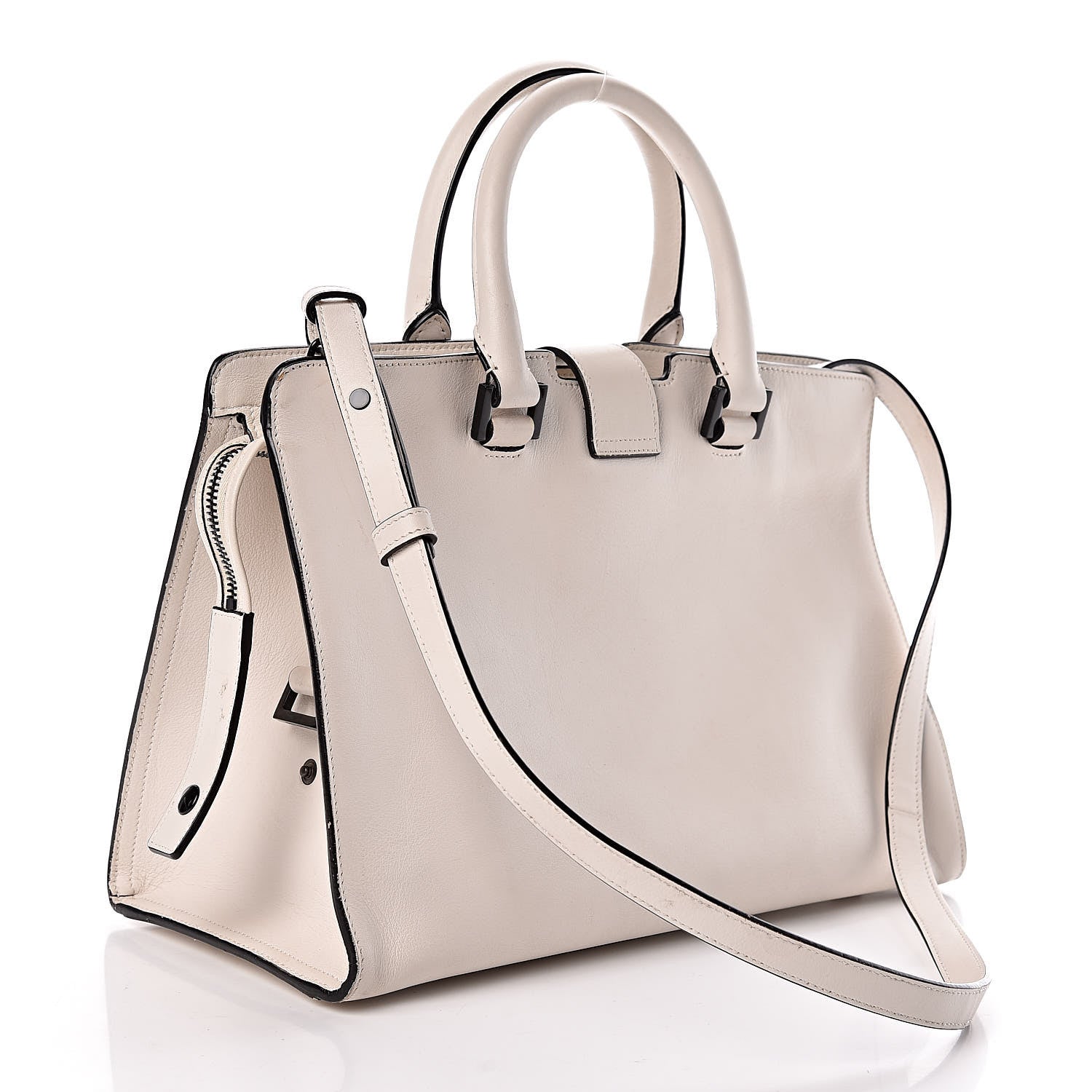 Saint Laurent Calfskin Small Monogram Cabas Dove White 3 of 10