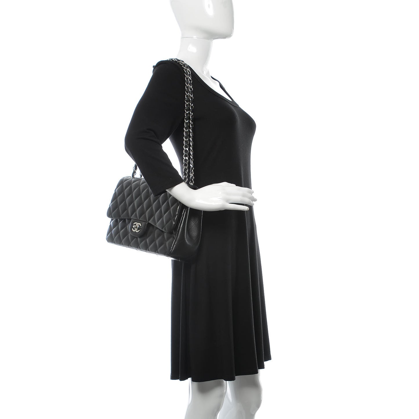 Lambskin Quilted Jumbo Double Flap Black