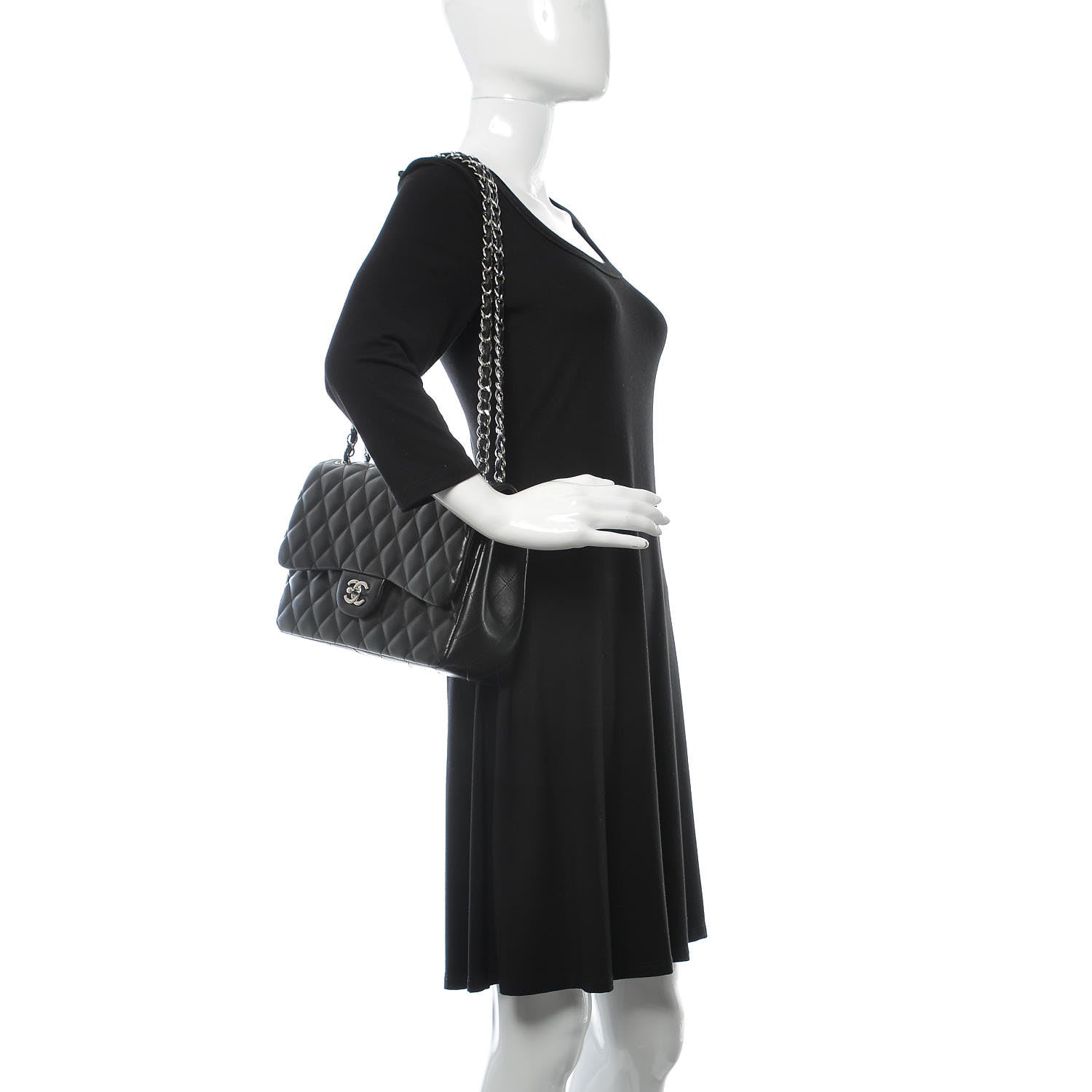 Chanel Lambskin Quilted Jumbo Double Flap Black 2 of 11