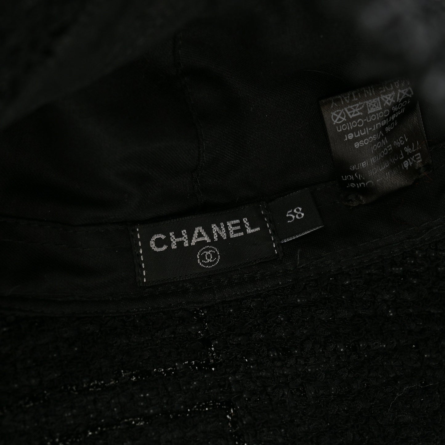 Tweed Pearl Bucket Hat 58 Black