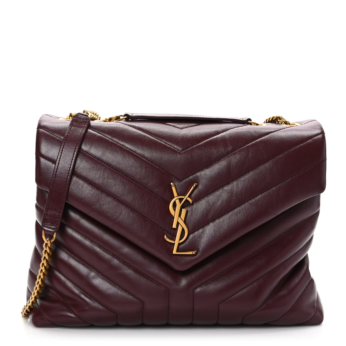 Calfskin Y Quilted Monogram Medium Loulou Chain Satchel Palissandre