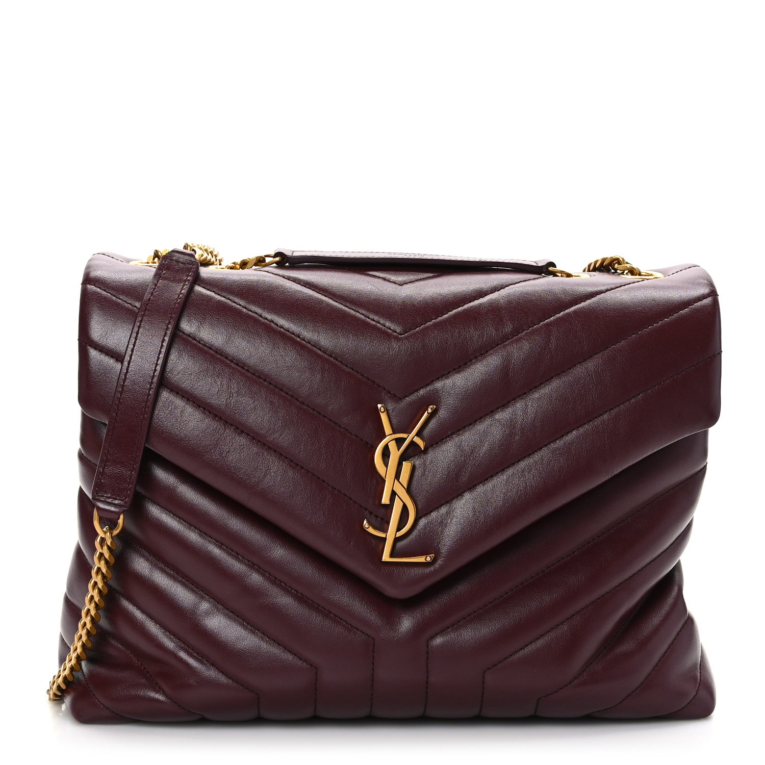 Saint Laurent Calfskin Y Quilted Monogram Medium Loulou Chain Satchel Palissandre 1 of 9