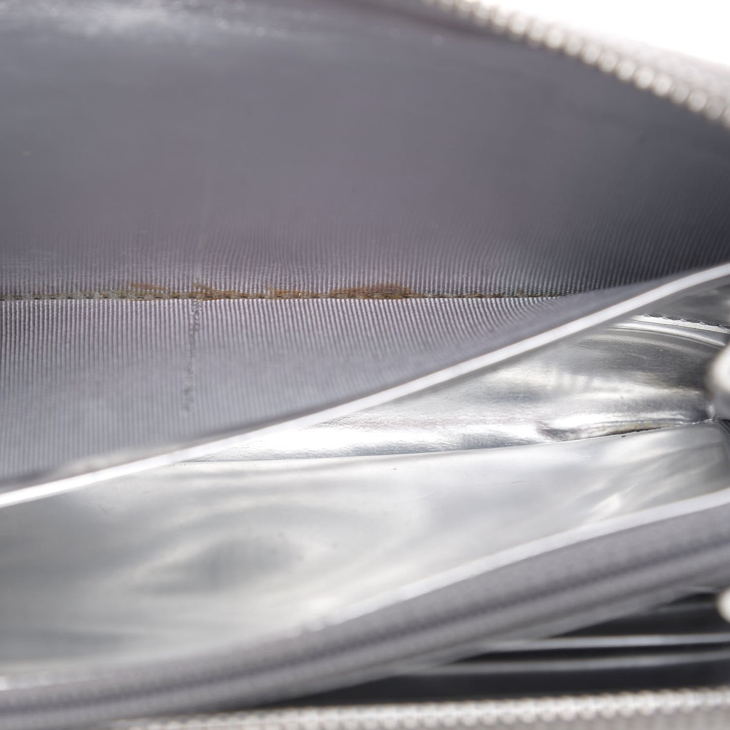 Patent Embossed CC Zip Around Wallet Silver