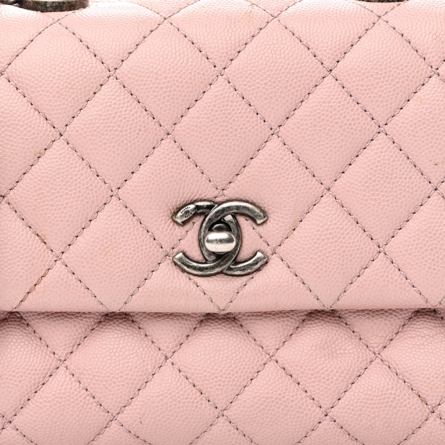Caviar Quilted Mini Coco Handle Flap Light Pink