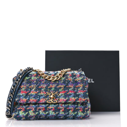 Chanel Tweed Quilted Medium Chanel 19 Flap Dark Multicolor 11 of 11