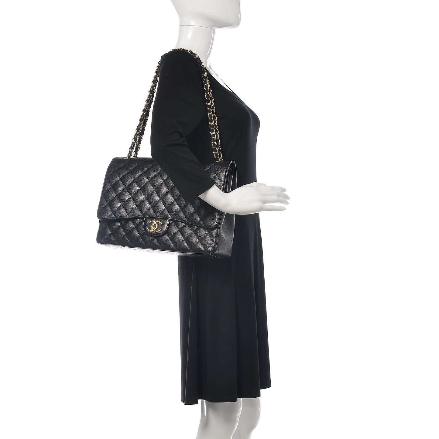 Caviar Quilted Maxi Double Flap Black