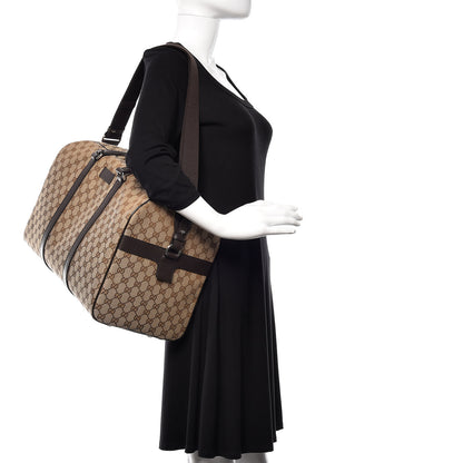 Gucci Monogram Dollar Calfskin Boston Duffle Bag Beige Ebony Testa di Moro Marrone Scuro 2 of 10
