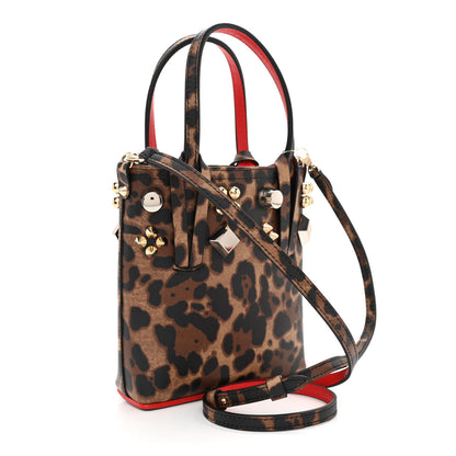 Christian Louboutin Calfskin Leopard Spike Studded Mini North South Cabata Tote Multicolor 3 of 7