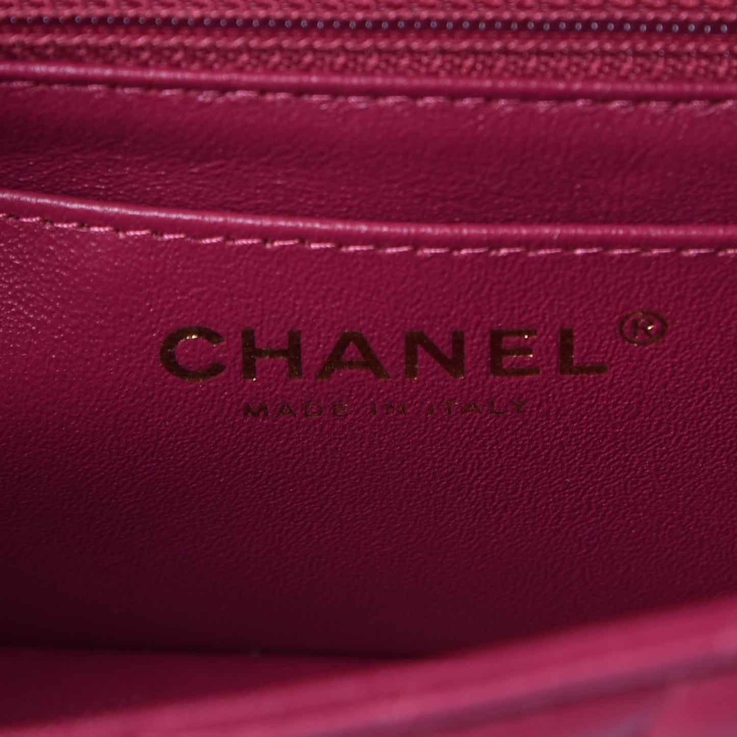 Lambskin Chevron Quilted Mini Rectangular Flap Fuchsia