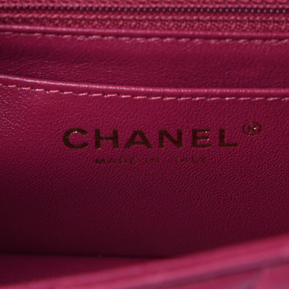 Chanel Lambskin Chevron Quilted Mini Rectangular Flap Fuchsia 6 of 8