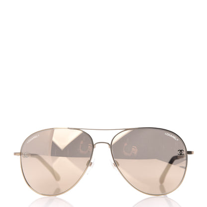 Chanel Aviator CC Sunglasses 4189-T-Q Gold 2 of 8