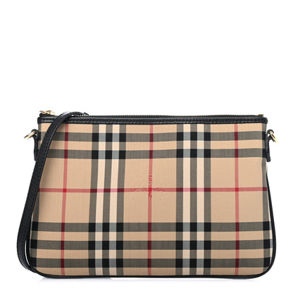 Burberry Horseferry Check Peyton Crossbody Clutch Bag Black 1 of 5