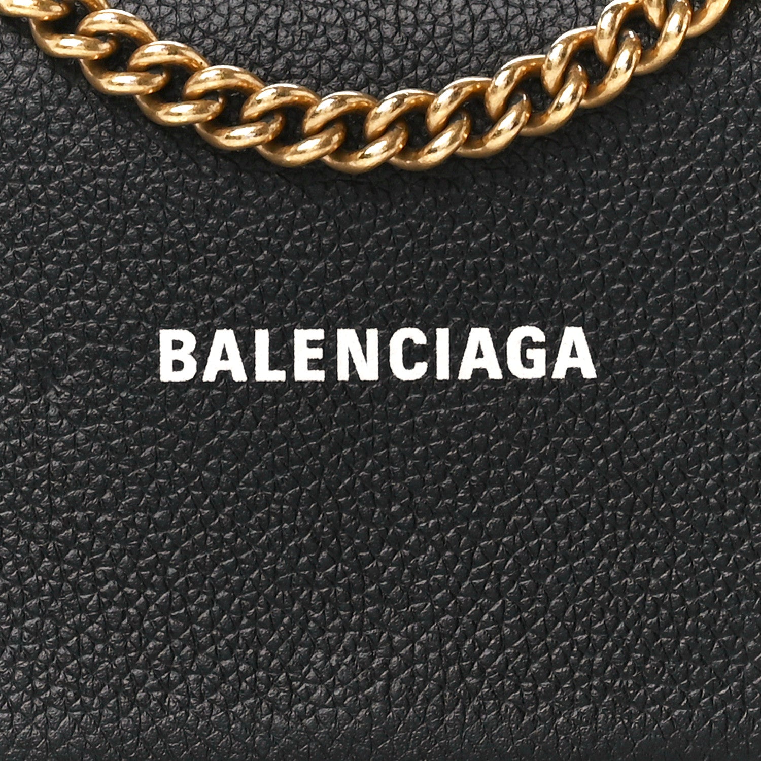 Balenciaga Grained Calfskin Logo Cash Phone Holder Wallet On Chain Black White 8 of 12