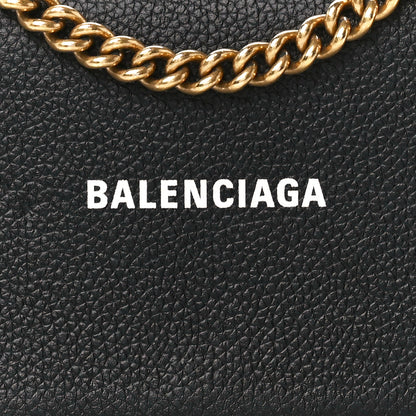 Balenciaga Grained Calfskin Logo Cash Phone Holder Wallet On Chain Black White 8 of 12