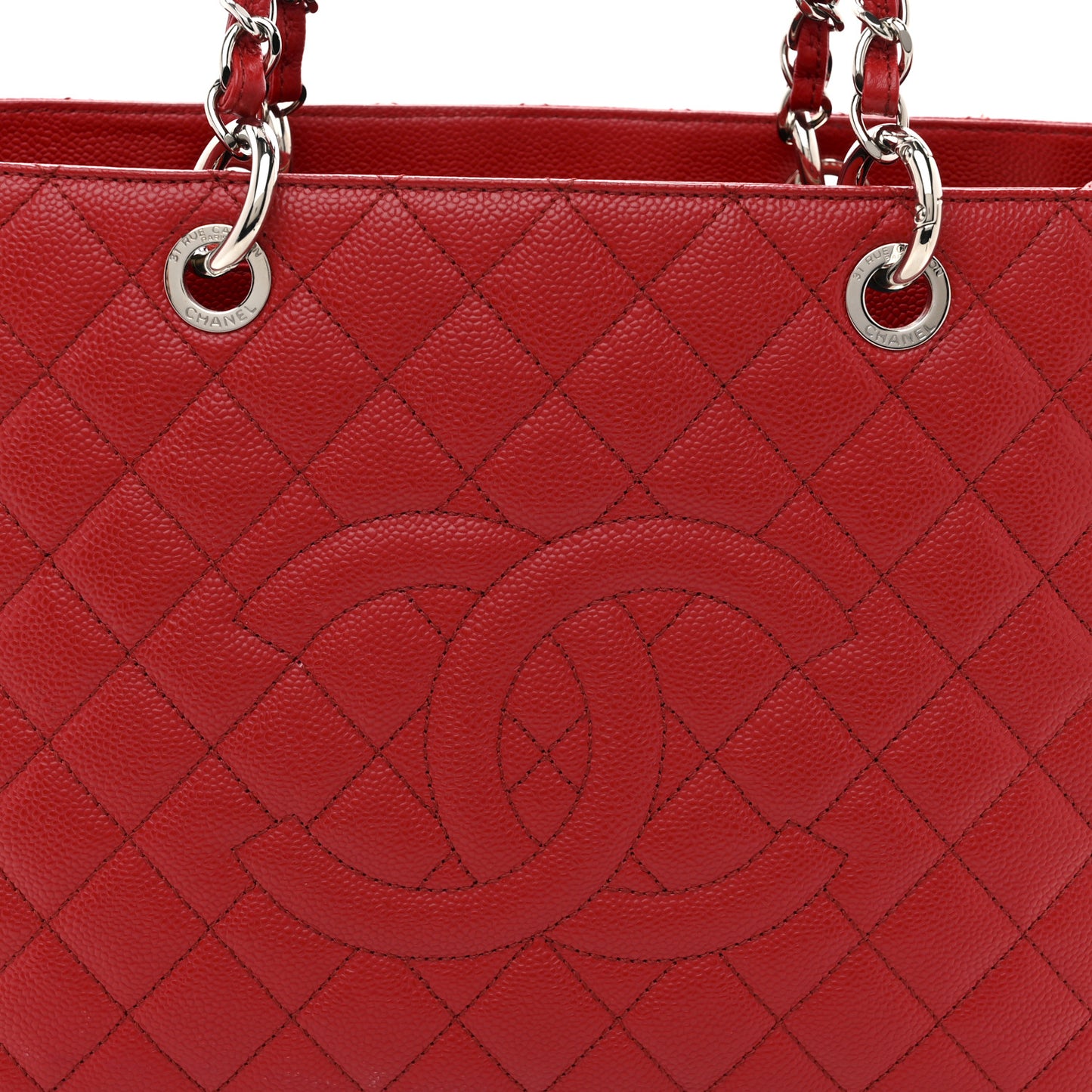 Caviar Quilted Grand Shopping Tote GST Red