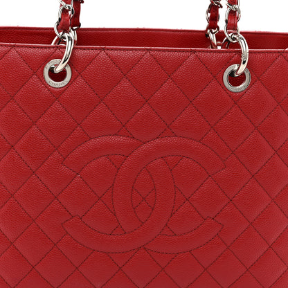 Chanel Caviar Quilted Grand Shopping Tote GST Red 9 of 11
