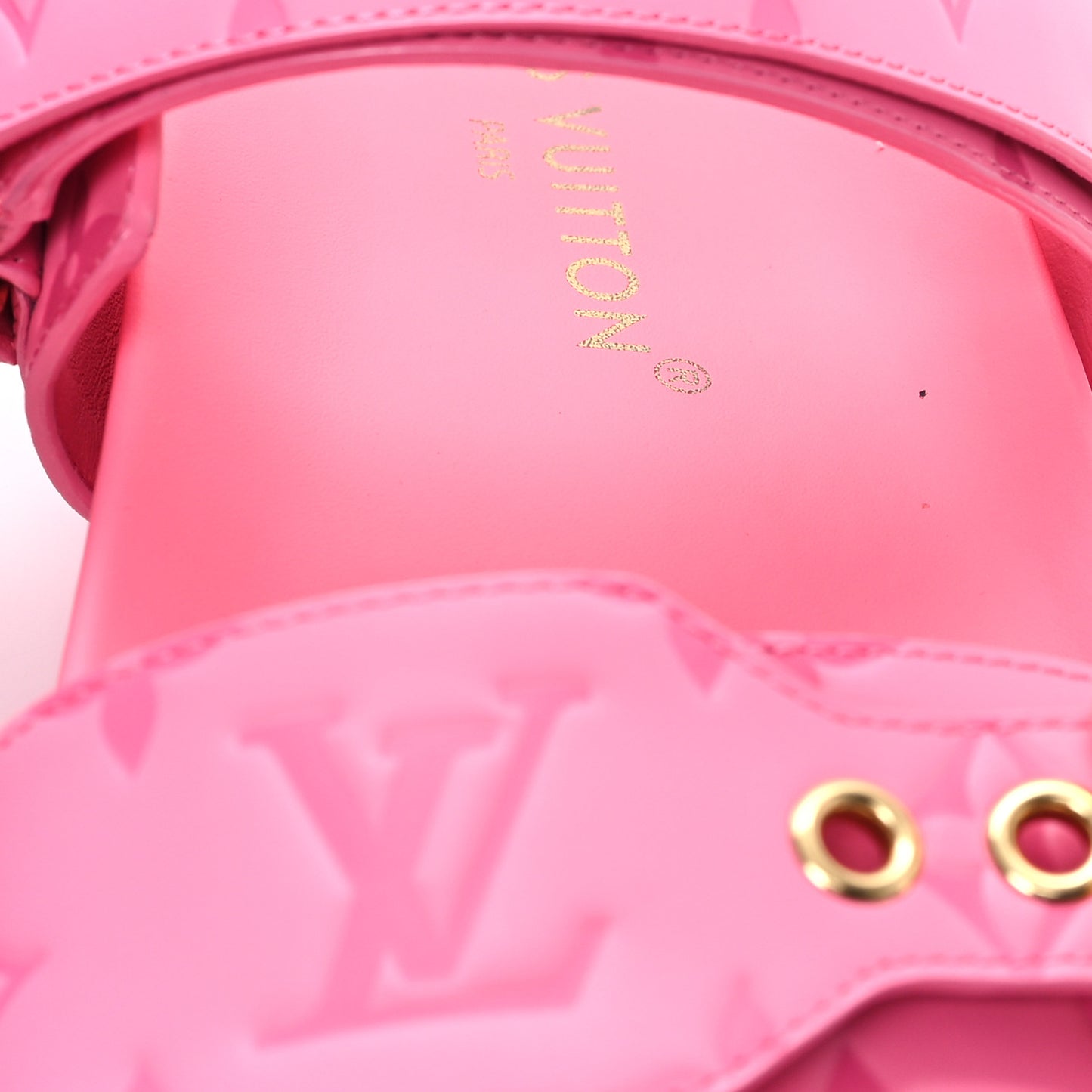 Calfskin Monogram Embossed Bom Dia Flat Mule Sandals 39 Pink