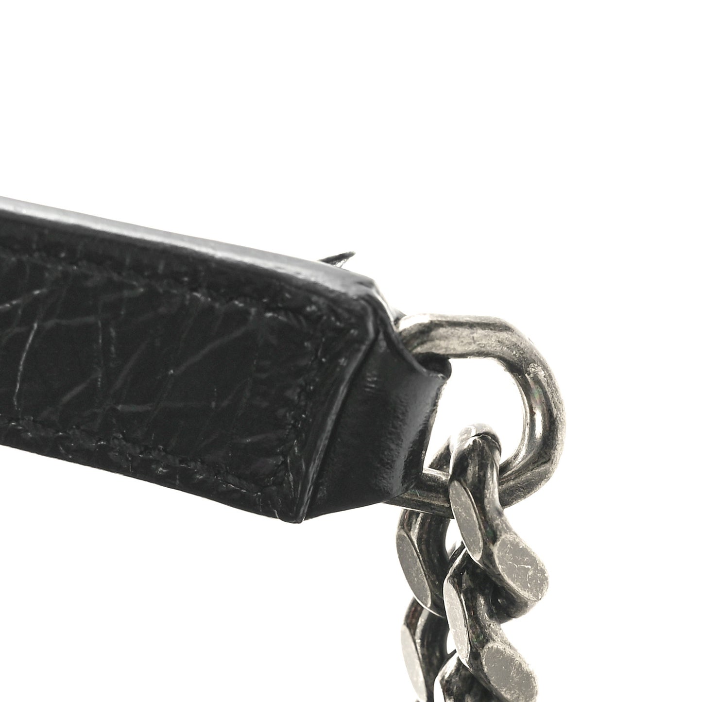 Crinkled Calfskin Matelasse Monogram Medium Niki Chain Satchel Black