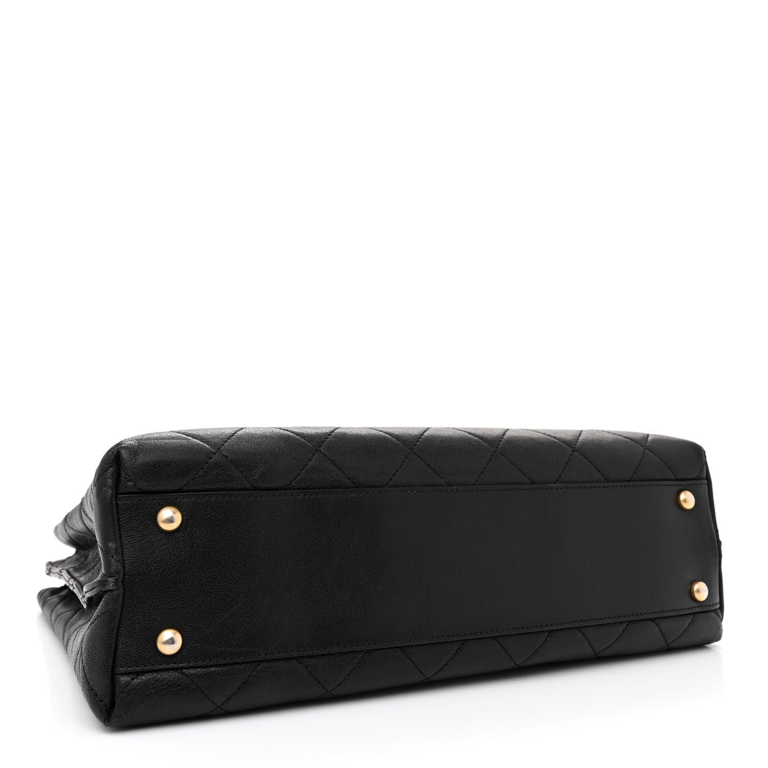 Chanel Lambskin Quilted Signature Plate Large Shopping Tote Black 4 of 10
