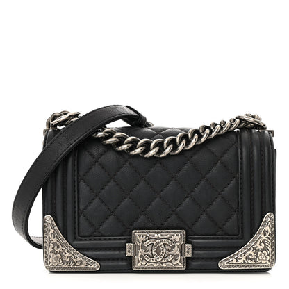Chanel Calfskin Quilted Embellished Metal Small Boy Flap Black 1 of 15