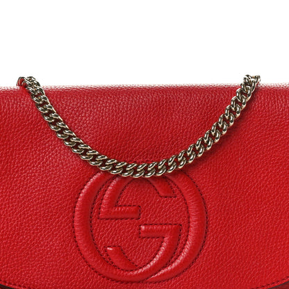 Gucci Pebbled Calfskin Medium Soho Flap Crossbody Vibrant Red 8 of 11