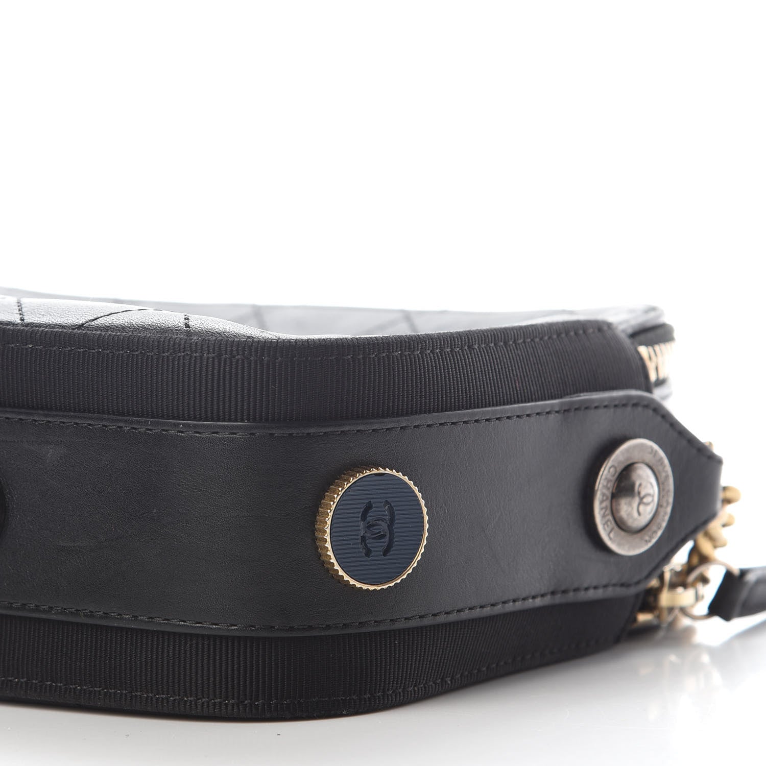 Chanel Calfskin Grosgrain Stitched Button Up Camera Case Black 9 of 10