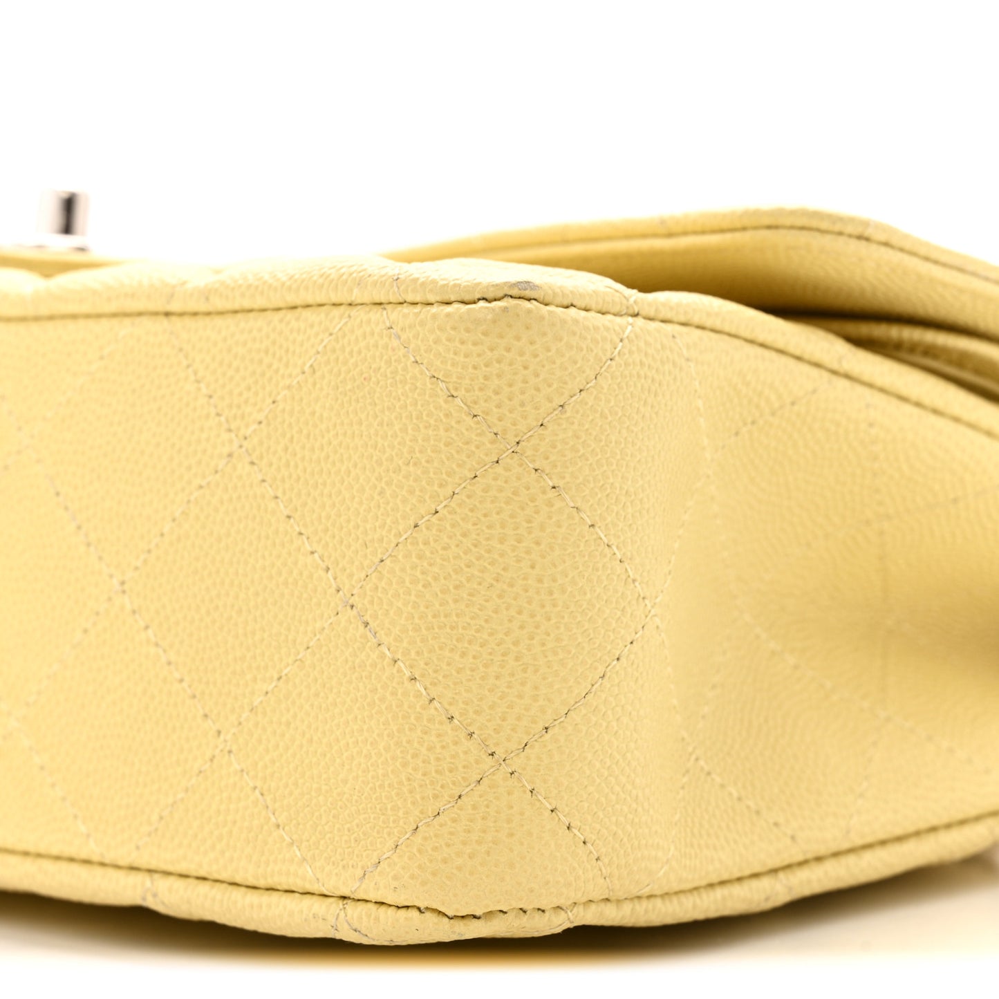 Caviar Quilted Medium Double Flap Light Yellow