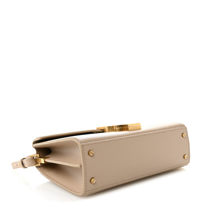 Saint Laurent Grain de Poudre Mini Classic Monogram Cassandra Top Handle Dark Beige 4 of 11