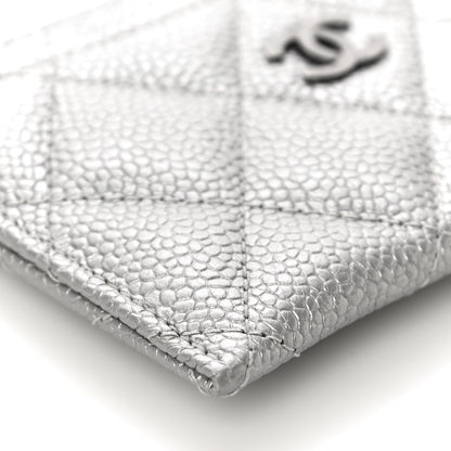 Chanel Metallic Caviar Quilted Card Holder Silver 10 of 11