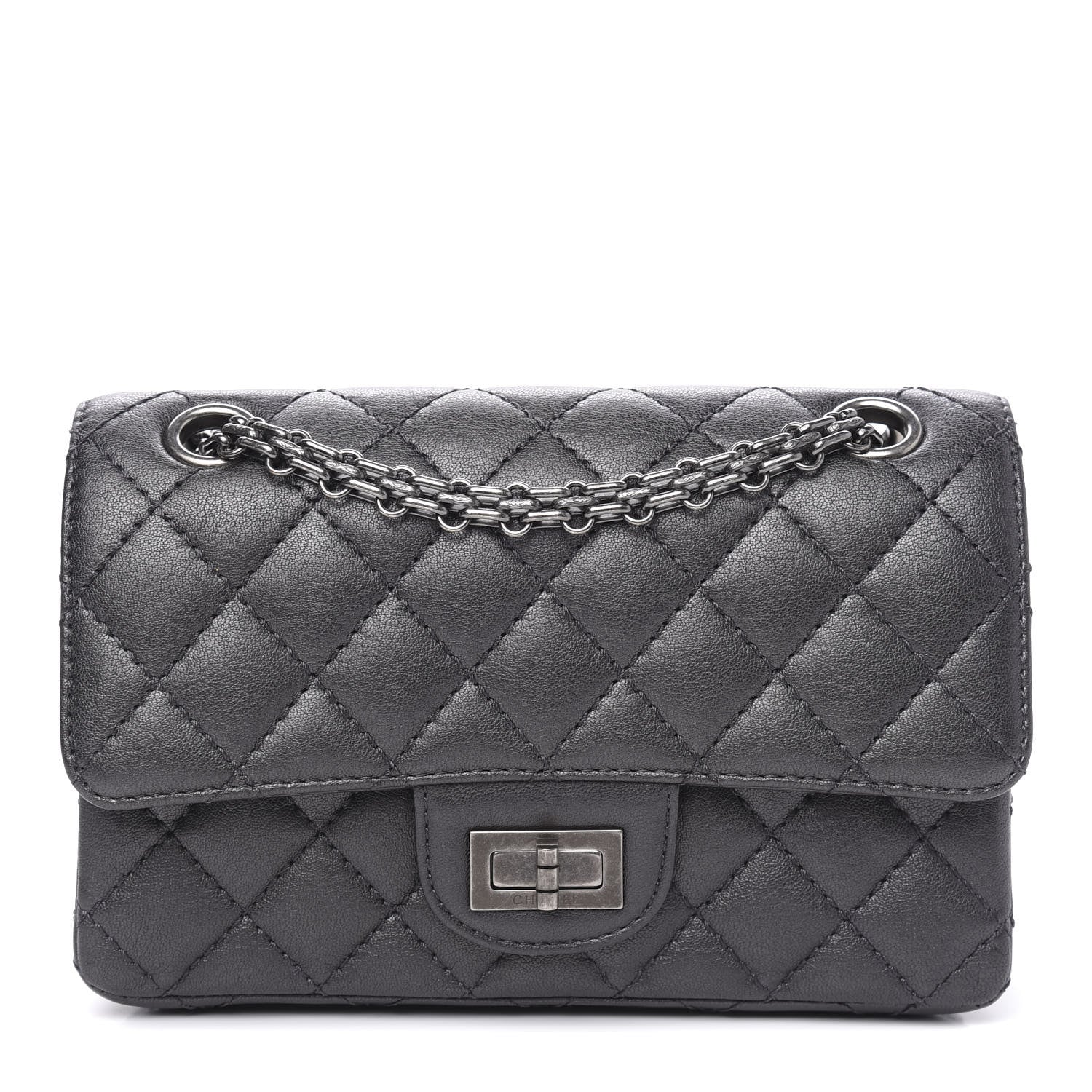 Chanel Aged Calfskin Quilted 2.55 Reissue Mini Flap Dark Silver 1 of 11