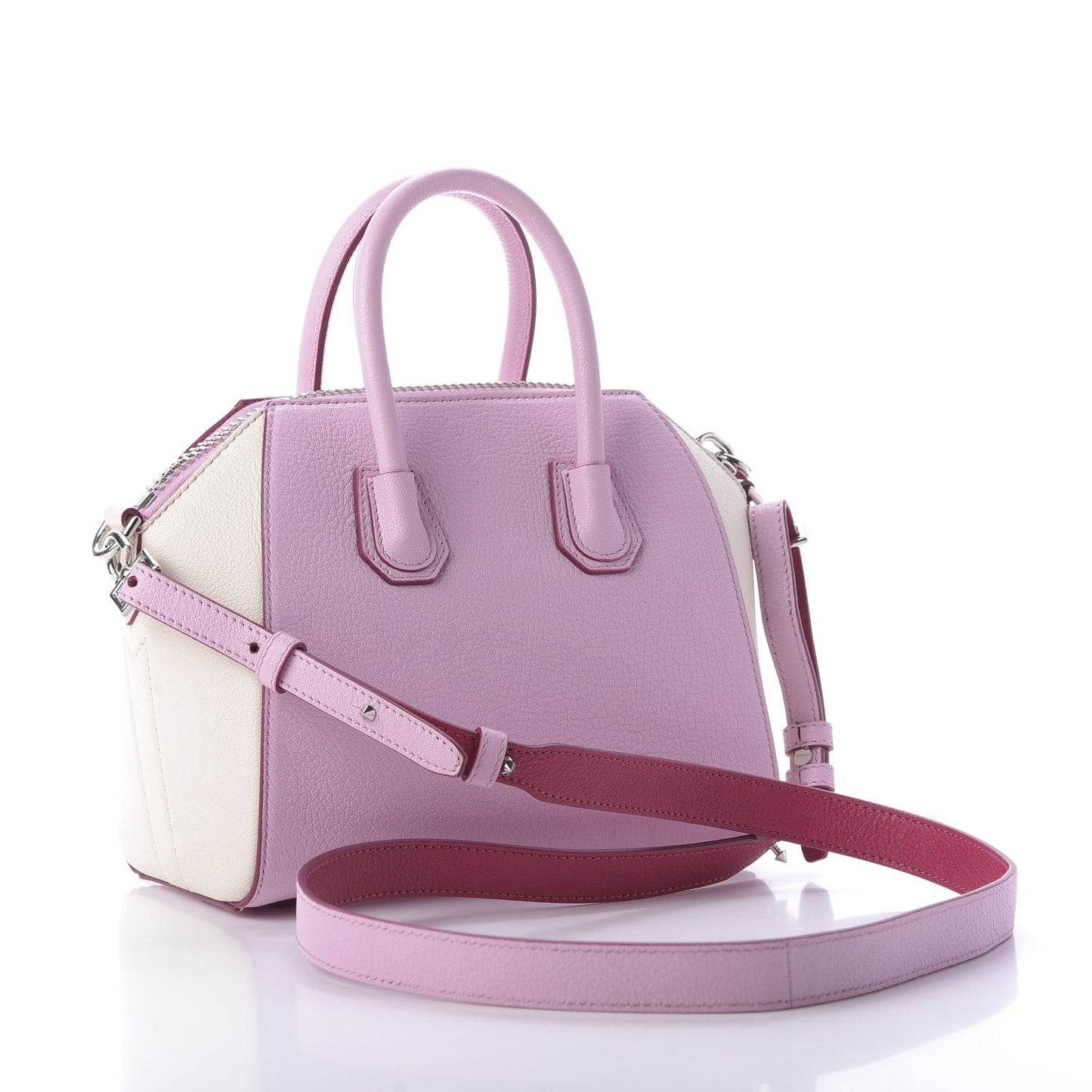 Sugar Goatskin Mini Tri-Color Antigona Bright Pink White Fuchsia