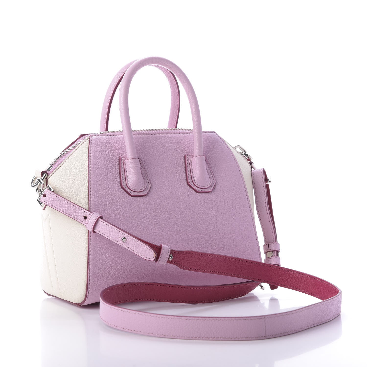 Givenchy Sugar Goatskin Mini Tri-Color Antigona Bright Pink White Fuchsia 3 of 9