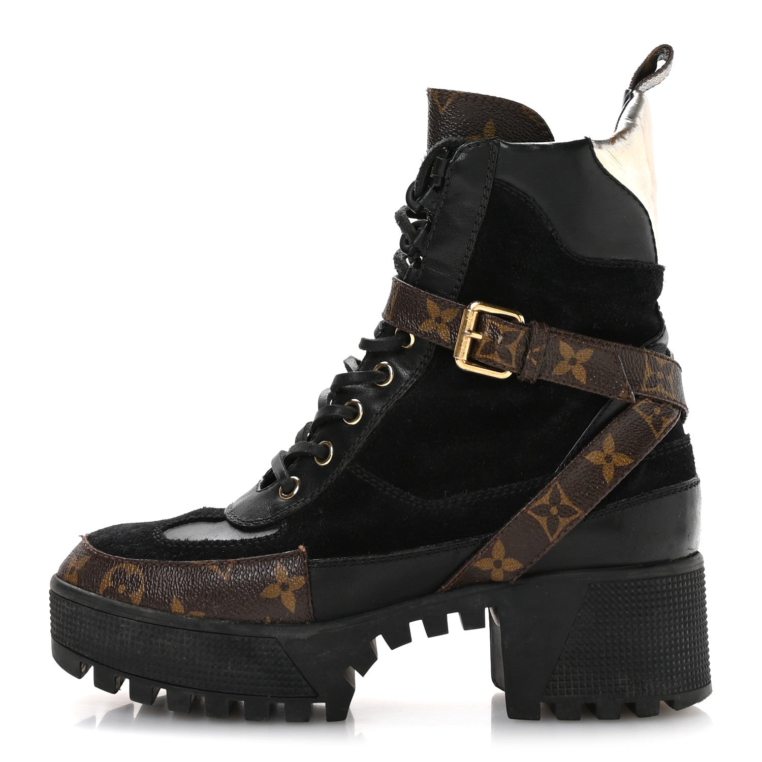 Louis Vuitton Suede Calfskin Monogram Laureate Platform Desert Boots 36.5 Black 1 of 8