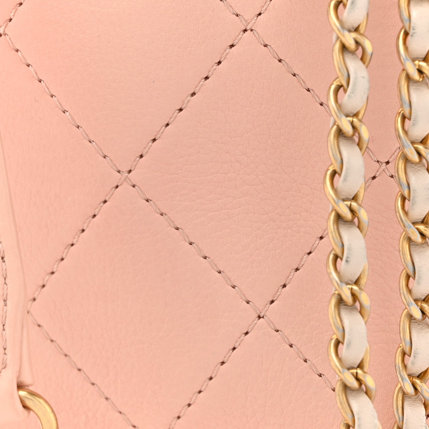 Chanel Calfskin Tweed Small CC Chain Bucket Drawstring Bag Light Pink 8 of 11