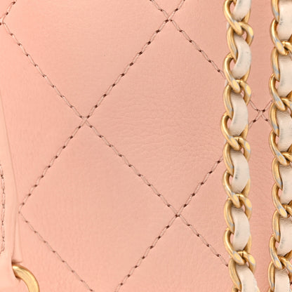 Chanel Calfskin Tweed Small CC Chain Bucket Drawstring Bag Light Pink 8 of 11