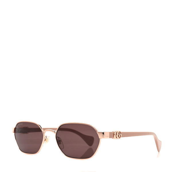 Gucci Metal Acetate Rectangular Frame Sunglasses GG1593S Rose Gold