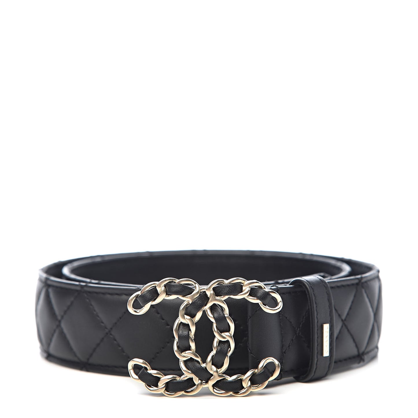 Lambskin Quilted CC Chain Belt 75 30 Black