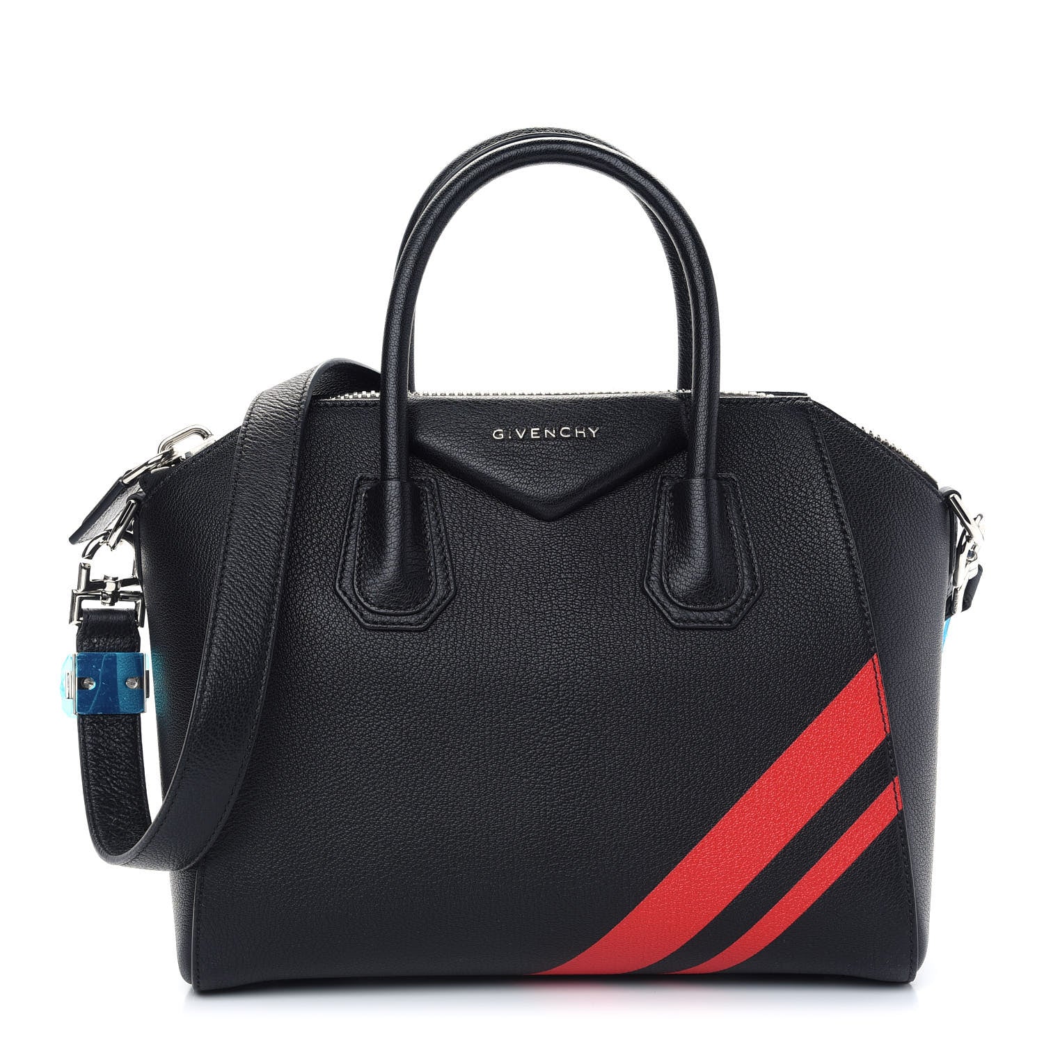 Givenchy Sugar Goatskin Striped Small Antigona Black Red 1 of 9