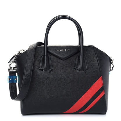 Givenchy Sugar Goatskin Striped Small Antigona Black Red 1 of 9